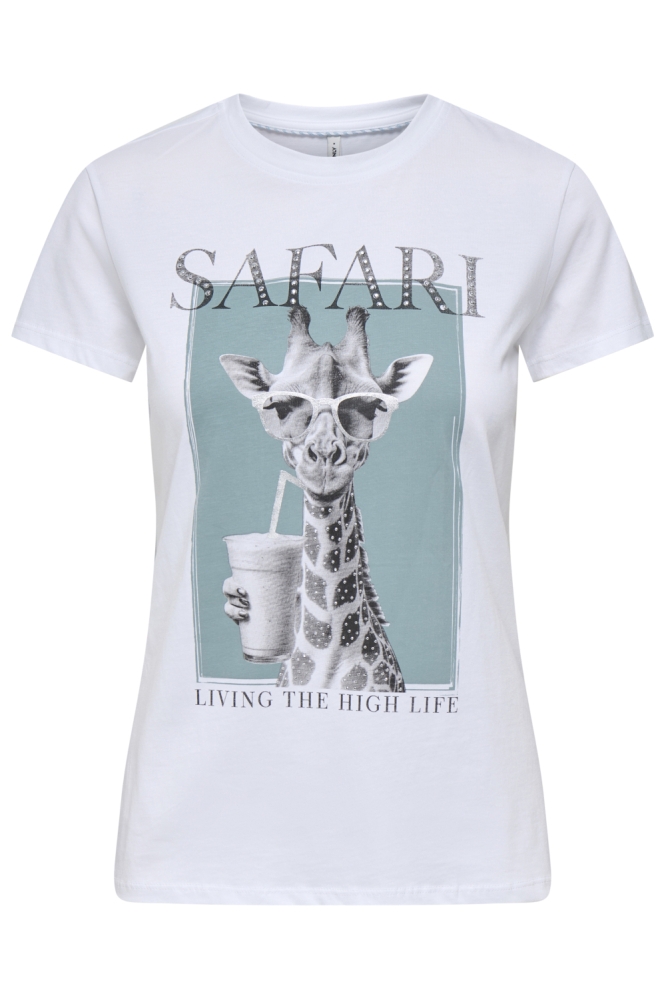 ONLVIBE LIFE S/S GLASSES TOP BOX JR 15291975 BRIGHT WHITE /VIBE SAFARI